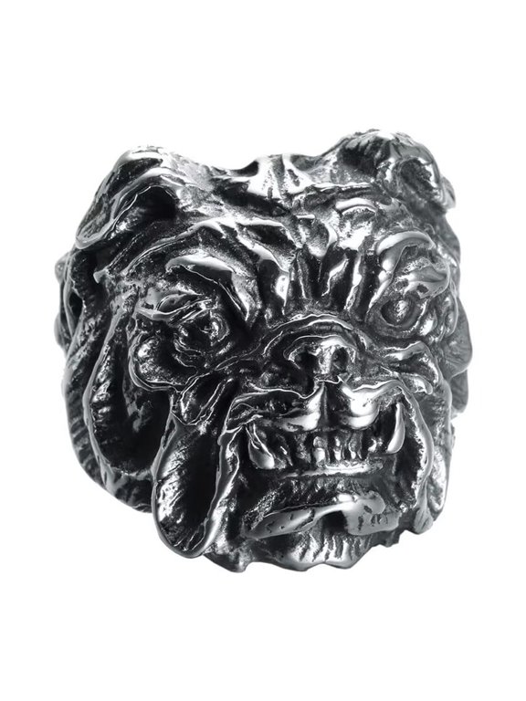 Men's Stainless Steel Pet Puppy Animal Ring Vintage Punk Dog Ring Silver Size 8