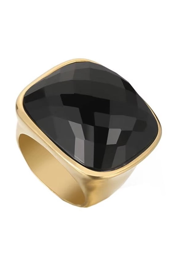 Men's Stainless Steel Punk Square Faith Cross Enamel Statement Ring Gothic Biker Finger Jewellery Black Size 13