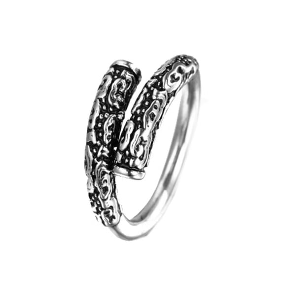 HIJONES Men's Stainless Steel Retro Sun Wukong Gold Band Ring Dainty Embossed Chinese Open Rings Silver Size 12