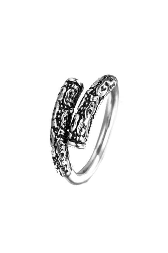 Men's Stainless Steel Retro Sun Wukong Gold Band Ring Dainty Embossed Chinese Open Rings Silver Size 8