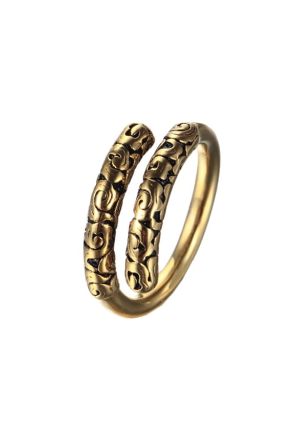Men's Stainless Steel Retro Sun Wukong Gold Band Ring Dainty Embossed Open Rings Gold Size 8