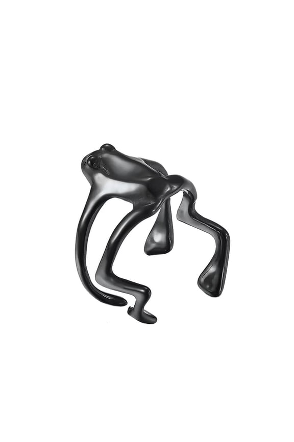 Men's Stainless Steel Simple Retro Funny Frog Ring Dainty Open Rings Black Size 7