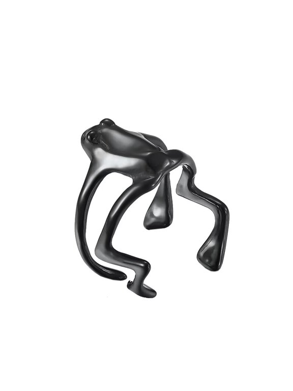 Men's Stainless Steel Simple Retro Funny Frog Ring Dainty Open Rings Black Size 7