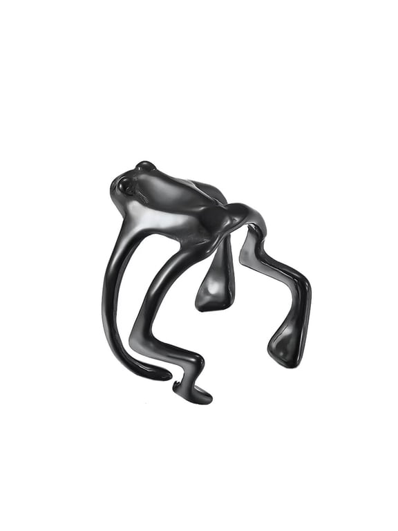 Men's Stainless Steel Simple Retro Funny Frog Ring Dainty Open Rings Black Size 9