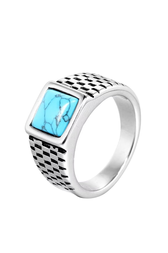Men's Stainless Steel Stone Ring Jewelry Silver Size 10