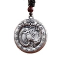 thumbnail image 1 of HIJONES Men's Stainless Steel Vintage Chinese Zodiac Animal Round Hollow Pendant Necklace Animal Sign Necklace Pendant Amulet Goat, 1 of 3