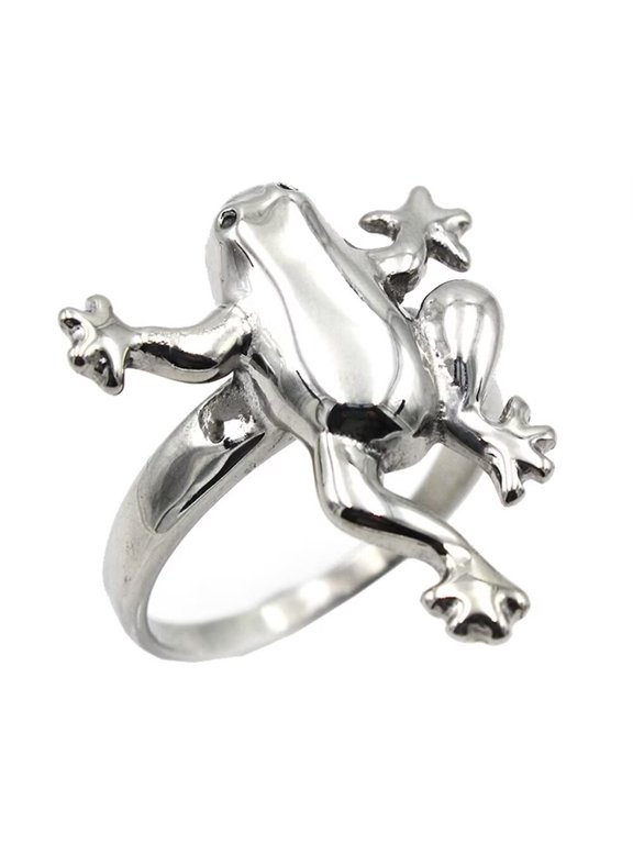 Men's Stainless Steel Vintage Frog Cute Animal Ring Aesthetic Jewelry Rings for Modern Men Silver Size 11