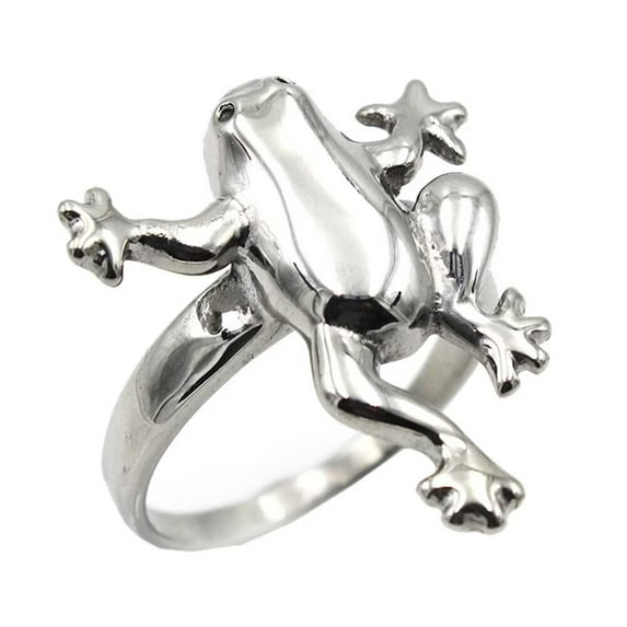 HIJONES Men's Stainless Steel Vintage Frog Cute Animal Ring Aesthetic Jewelry Rings for Modern Men Silver Size 9