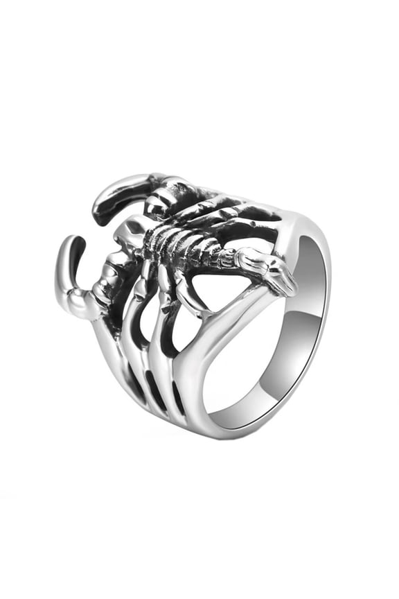 Men's Stainless Steel Vintage Scorpion Hollow Ring Scorpio Zodiac Sign Ring Silver Size 12