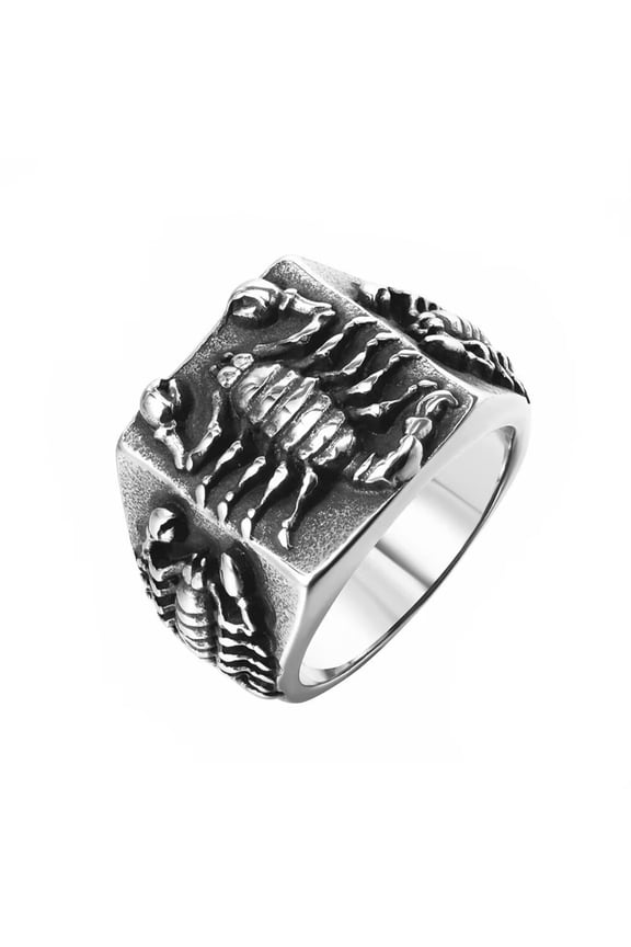 Men's Stainless Steel Vintage Scorpion Ring Scorpio Zodiac Sign Ring Comfort Fit Silver Size 10