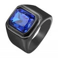 thumbnail image 1 of HIJONES Men's Stone Ring Black Stainless Steel Large Square Zirconia Vintage Statement Rings Navy Blue Size 13, 1 of 3