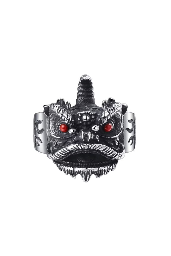 Men's Tiger Lion Rings Stainless Steel Vintage Punk Gothic Cool Domineering Animal Chinese Style Jewelry Size 8