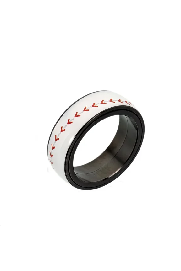 Men's Women's Stainless Steel Basketball Soccer Baseball Football Rugby Rotatable Ring Sport Souvenir Gifts Jewelry for Him Baseball Size 9