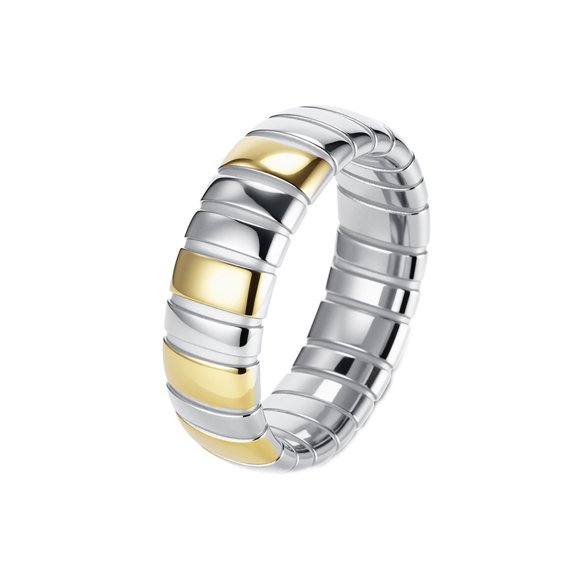 HIJONES Men's Women's Stainless Steel Chubby Tire Groove Ring Plain Braided Racer Tread Biker Band Silver Gold Size 8