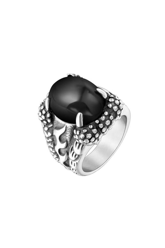 Men's Women's Stainless Steel Couples Ring with Red and Black Stones Dragon Claw Halloween Christmas Birthday Gift Black Size 10