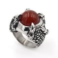 thumbnail image 1 of HIJONES Men's Women's Stainless Steel Dragon Claw Ring with Red and Black Stones Couples Gift Biker Punk Halloween Jewelry Red Size 10, 1 of 6