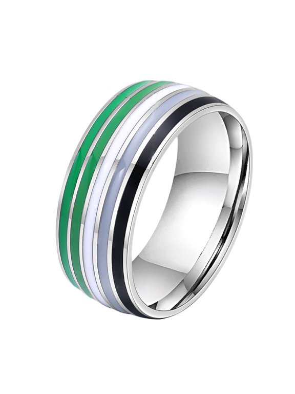 Men's Women's Stainless Steel Enamel Rainbow Ring Band Style 2 Size 6