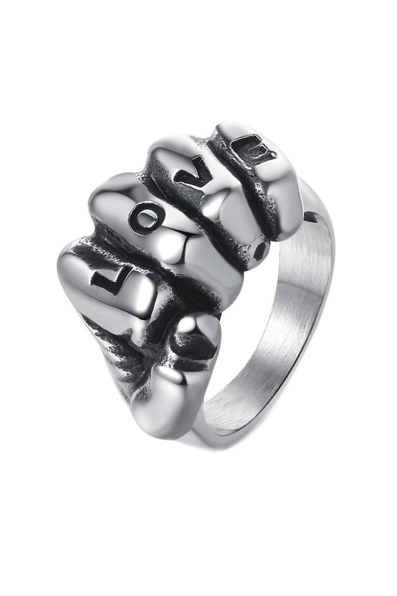 Men's Women's Stainless Steel Fist Love Signet Ring Gothic Antique Silver Hand Band Silver Size 11