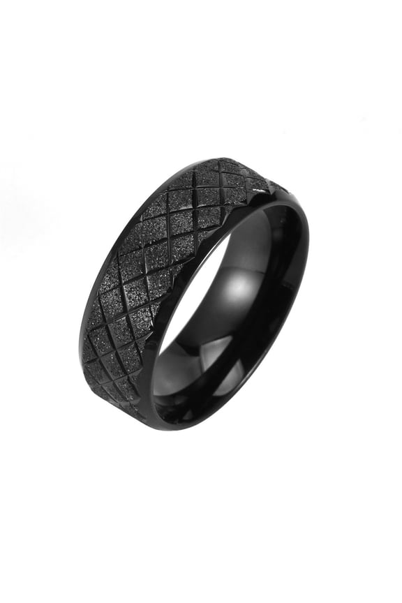Men's Women's Stainless Steel Sandblasted Mesh Wedding Band Engagement Couple Marriage Ring Black Size 9