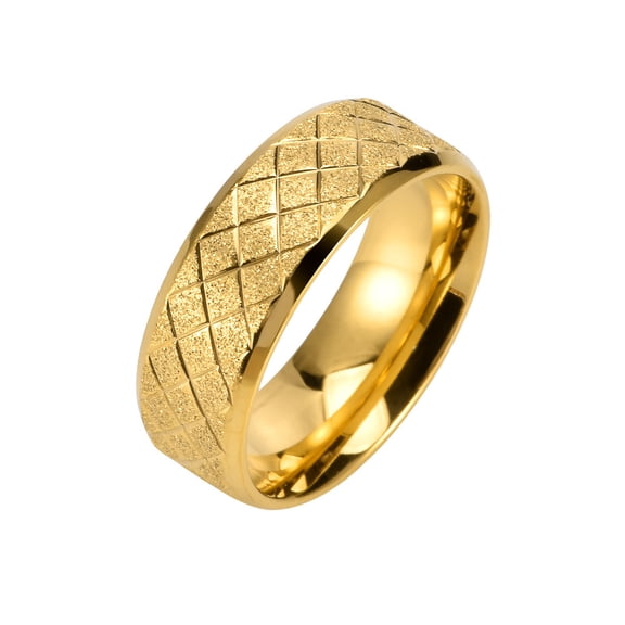 HIJONES Men's Women's Stainless Steel Sandblasted Mesh Wedding Band Engagement Couple Marriage Ring Gold Size 11