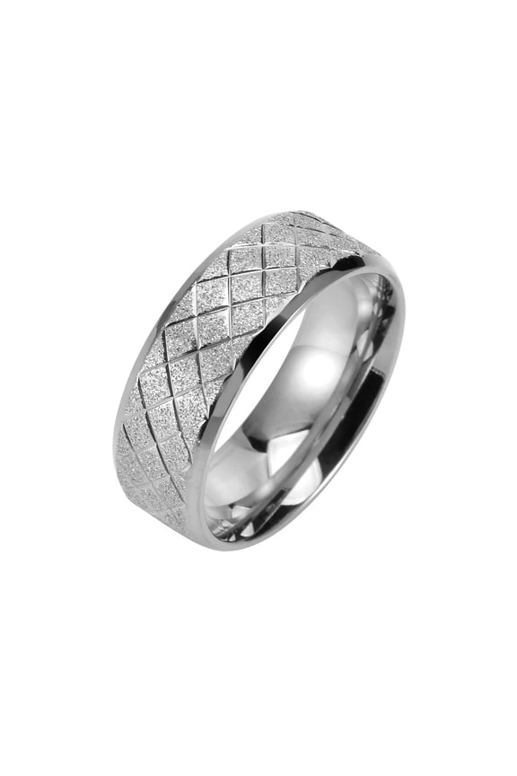 Men's Women's Stainless Steel Sandblasted Mesh Wedding Band Engagement Couple Marriage Ring Silver Size 10