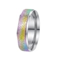 thumbnail image 1 of HIJONES Men's Women's Stainless Steel Sandblasted Ring Two Tone 6MM Brushed Finish Pinky Band Rainbow Size 6, 1 of 6