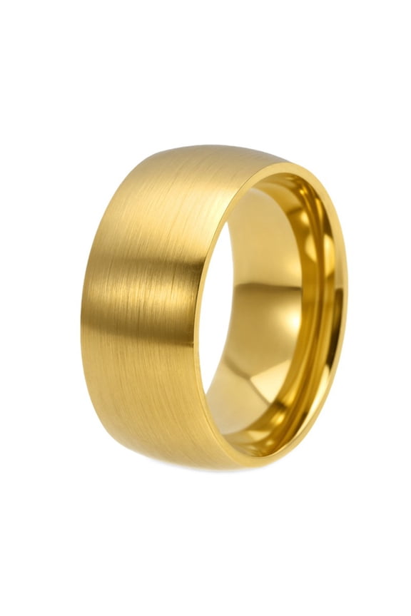 Men's Women's Stainless Steel Smiple 2 4 6 8 10MM Plain Dome Matte Ring Wedding Engagement Finger Titanium Band 10MM Gold Size 8