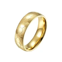 HIJONES Men's Women's Stainless Steel Soccer Pattern Engraved Ring Sport Souvenir Gifts for Him Personalized Hip Hop Band Jewelry Gold Size 7