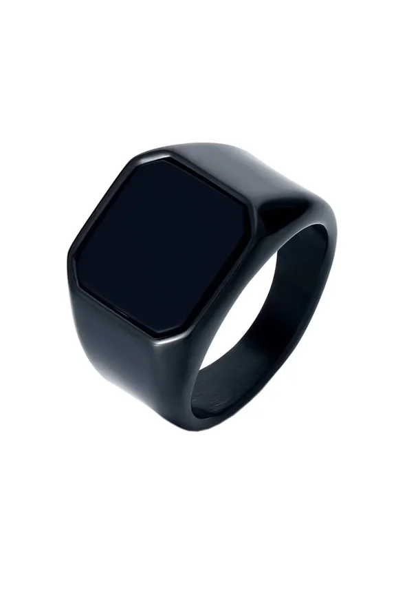 Men's Women's Stainless Steel Synthetic Amber Lapis Lazuli Onyx Ring Punk Gothic Personalized Hip Hop Band Jewelry Black Black Size 9