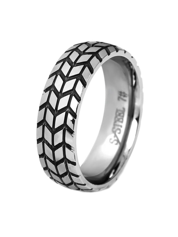 Men's Women's Stainless Steel Trendy Tire Ring Personalized 6MM Double Arrowhead Titinium Wedding Band Silver Size 12