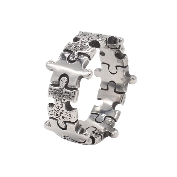 HIJONES Minimalist Stainless Steel Puzzle Ring for Men Women Classic Band Comfort Fit Daily Wear Size 9
