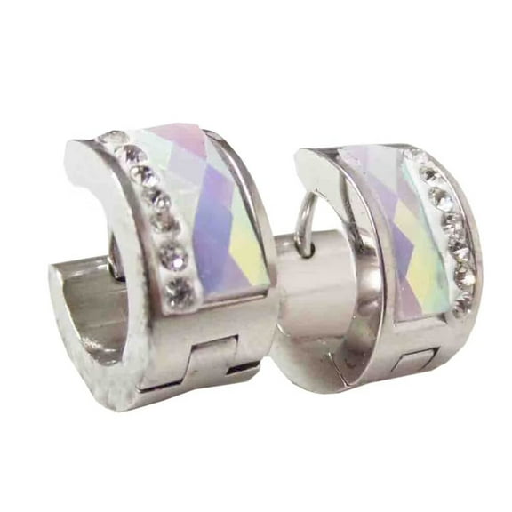 HIJONES Multicolor Silver Plated Gemstone Earrings for Women Hoop Huggie Earrings Elegant Cubic Zirconia Ear Jewelry Colorful