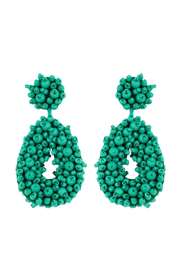 Oval Exaggerated Teardrop Earrings for Women Colorful Bohemian Beads Earrings Jewelry Green