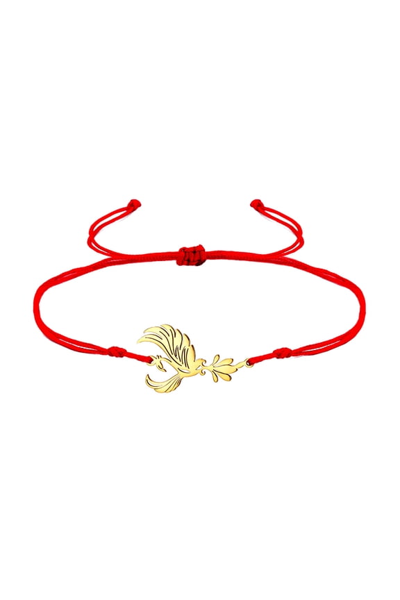 Phoenix Red String Bracelet for Women Good Luck Charm Chinese Chic Hand Knotted Adjustable Rope Gold-Red