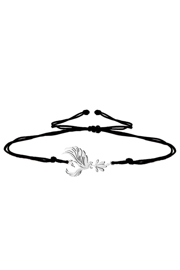 Phoenix Red String Bracelet for Women Good Luck Charm Chinese Chic Hand Knotted Adjustable Rope Silver-Black
