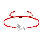 HIJONES Phoenix Red String Bracelet for Women Good Luck Charm Chinese Chic Hand Knotted Adjustable Rope Silver-Red