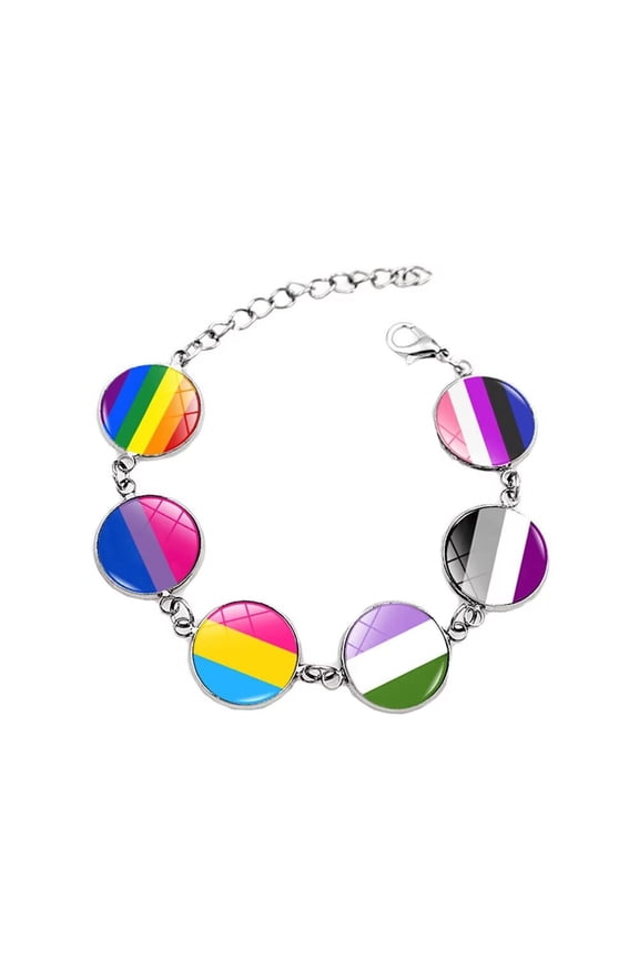 Pride Rainbow LGBT Bracelets for Women Men Stackable Love Heart Rainbow Adjustable Bracelets Jewelry Style 1