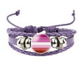 thumbnail image 1 of HIJONES Pride Rainbow LGBT Leather Bracelets for Gay Lesbian Stackable Rainbow Adjustable Bracelets Jewelry Purple Style 9, 1 of 4