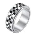 thumbnail image 1 of HIJONES Rotatable Racing Flags Ring for Men Women Checkerboard Stainless Steel Punk Gothic Ring Personalized Hip Hop Ring Band Jewelry Silver Size 11, 1 of 6