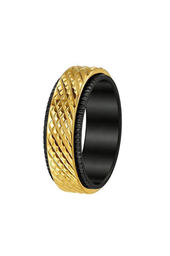Rotating Stainless Steel 8mm Ring for Women Men Dainty Delicate Statement Jewelry Gold Black Size 8