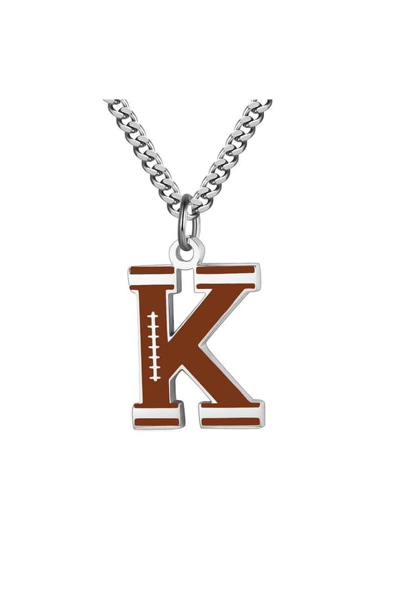 Rugby 26 Letter Alphabet Pendant Necklace for Women Men Stainless Steel Personalized Initial First Name Jewelry K