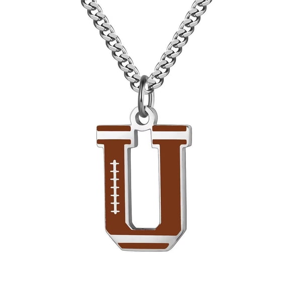 HIJONES Rugby 26 Letter Alphabet Pendant Necklace for Women Men Stainless Steel Personalized Initial First Name Jewelry U