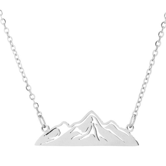 HIJONES Snow Mountain Necklace for Women Stainless Steel Pendant Jewelry Chain Silver