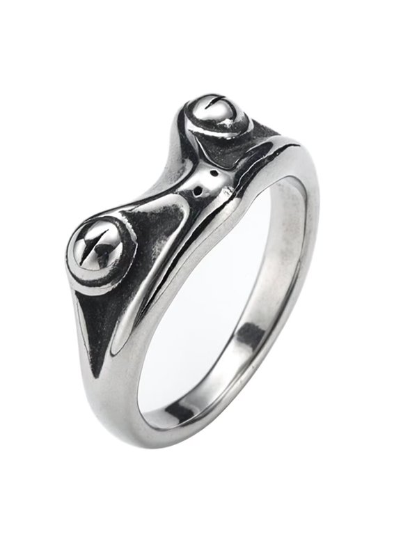 Stainless Steel Frog Ring for Women Men Vintage Statement Jewelry Cocktail Party Animal Style Silver Size 10