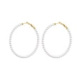 thumbnail image 1 of HIJONES Stainless Steel Pearl Hoop Earrings for Women Round Huggie Ear Studs Diameter 60mm, 1 of 6