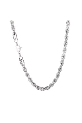 Stainless Steel Rope Chain Necklace for Men Women Twist Rope Chain Solid Jewelry Hip Hop Rock Chain 2MM 22 Inch Silver
