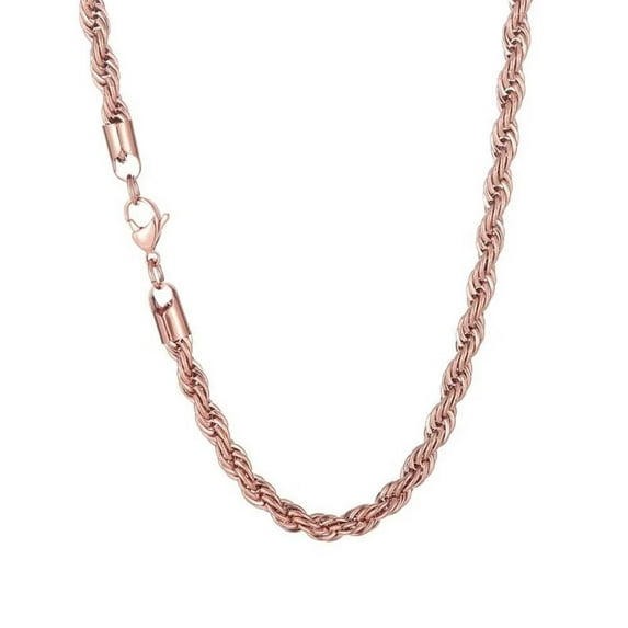 HIJONES Stainless Steel Rope Chain Necklace for Men Women Twist Rope Chain Solid Jewelry Hip Hop Rock Chain 3MM 20 Inch Rose Gold