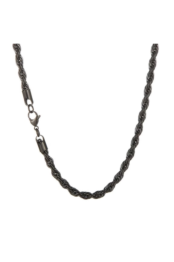 Stainless Steel Rope Chain Necklace for Men Women Twist Rope Chain Solid Jewelry Hip Hop Rock Chain 3MM 30 Inch Black