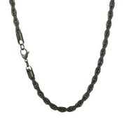 HIJONES Stainless Steel Rope Chain Necklace for Men Women Twist Rope Chain Solid Jewelry Hip Hop Rock Chain 4MM 22 Inch Black