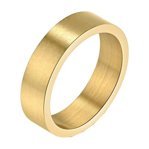 HIJONES Unisex Brushed Matte Ring for Men Women Stainless Steel Couples Promise Wedding Band 6mm Gold Size 8